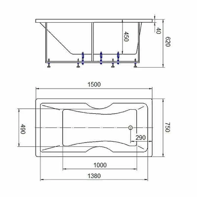 Ванна акриловая Aquatek Феникс 150х75 (каркас + слив-перелив + экран) слив справа Белый FEN150-0000013 Ванна акриловая Aquatek Феникс 150х75 (каркас + слив-перелив + экран) слив справа Белый FEN150-0000013 — изображение 3