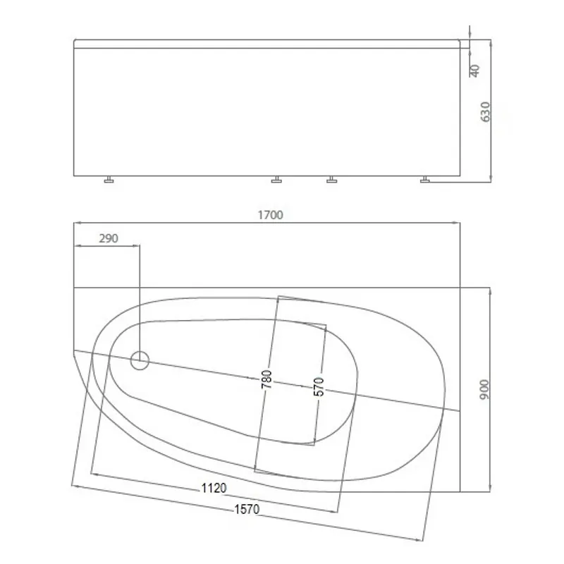 Ванна акриловая Aquatek Дива 170х90 правая Белый DIV170-0000003 Ванна акриловая Aquatek Дива 170х90 правая Белый DIV170-0000003 — изображение 3