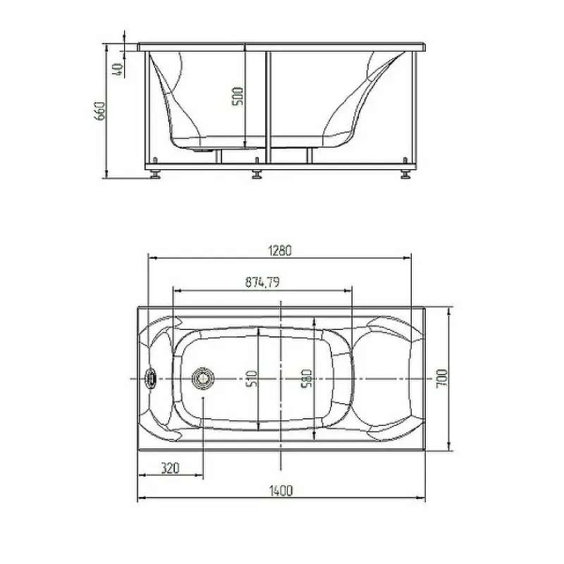 Ванна акриловая Aquatek Альфа 140х70 (каркас + слив-перелив + экран) слив слева Белый ALF140-0000019 Ванна акриловая Aquatek Альфа 140х70 (каркас + слив-перелив + экран) слив слева Белый ALF140-0000019 — изображение 3