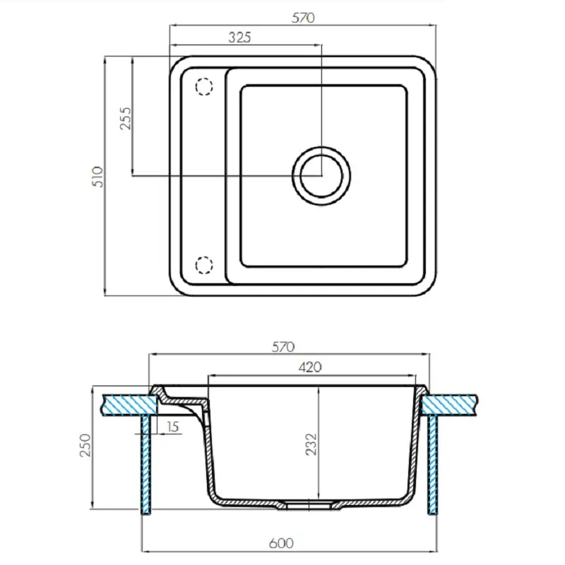 Мойка кухонная Aquaton Беллис 57 Шампань 1A724932BS290 Мойка кухонная Aquaton Беллис 57 Шампань 1A724932BS290 — изображение 3