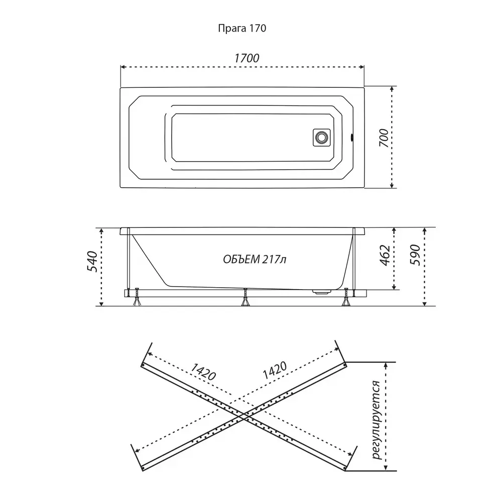 Ванна акриловая Triton Прага 170х70 Ванна акриловая Triton Прага 170х70 — изображение 3