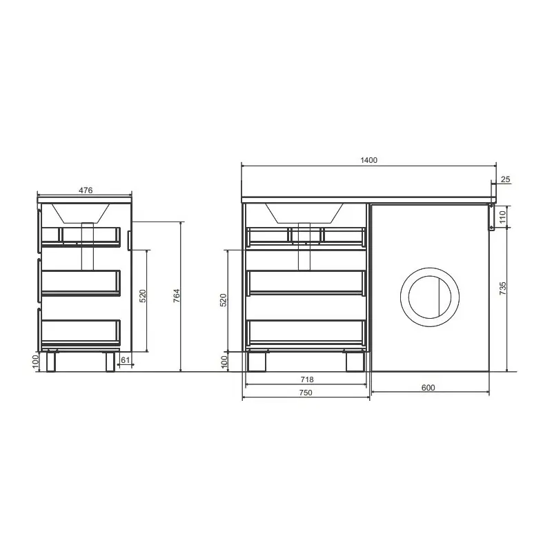 Тумба напольная Эстет Dallas Luxe под стиральную машину 140 с раковиной Белый ФР-00002922 Тумба напольная Эстет Dallas Luxe под стиральную машину 140 с раковиной Белый ФР-00002922 — изображение 3