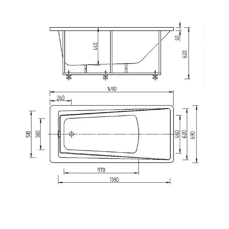 Ванна акриловая Aquatek Либра 149х69 (каркас + слив-перелив + экран) слив справа Белый LIB150-0000040 Ванна акриловая Aquatek Либра 149х69 (каркас + слив-перелив + экран) слив справа Белый LIB150-0000040 — изображение 3