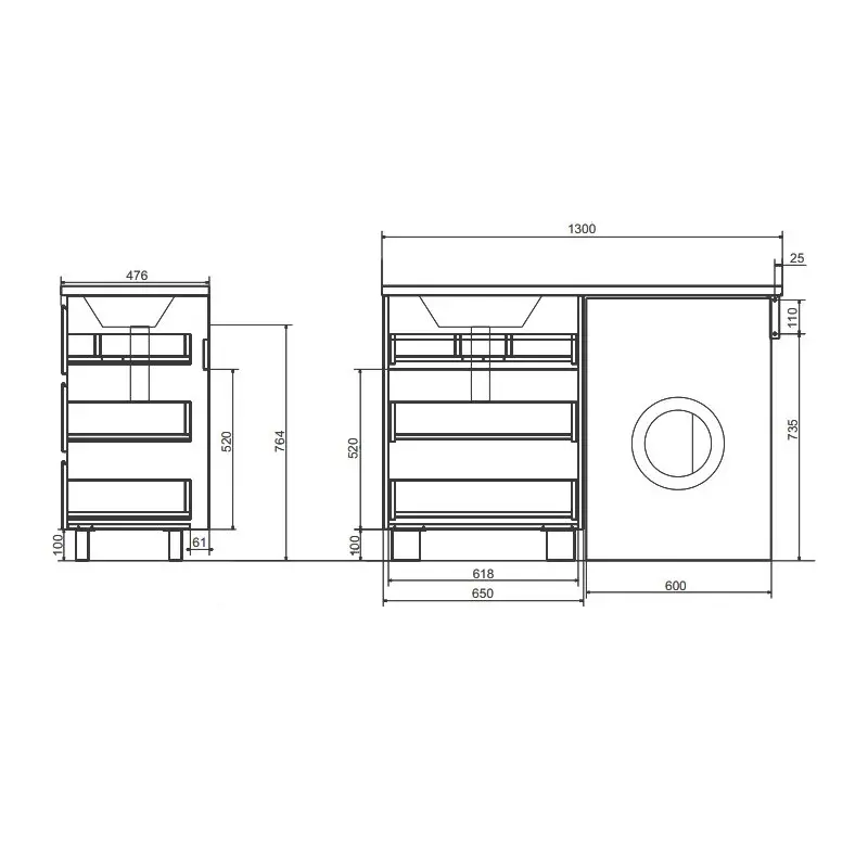 Тумба напольная Эстет Dallas Luxe под стиральную машину 130 с раковиной Белый ФР-00002270 Тумба напольная Эстет Dallas Luxe под стиральную машину 130 с раковиной Белый ФР-00002270 — изображение 3