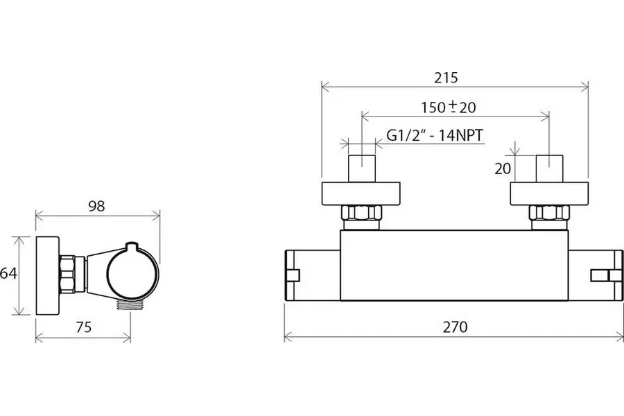 Смеситель Ravak TE 072.00/150 термостатический для душа Смеситель Ravak TE 072.00/150 термостатический для душа — изображение 3