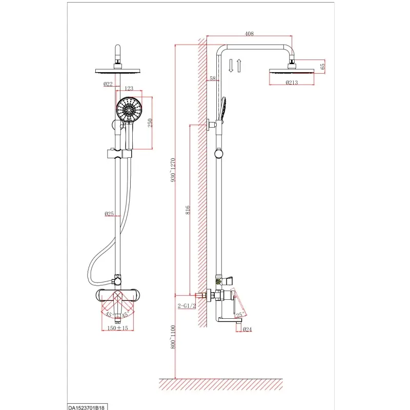 Душевая система D&K Bayern.Furth Черный матовый DA1523705B18 Душевая система D&K Bayern.Furth Черный матовый DA1523705B18 — изображение 3