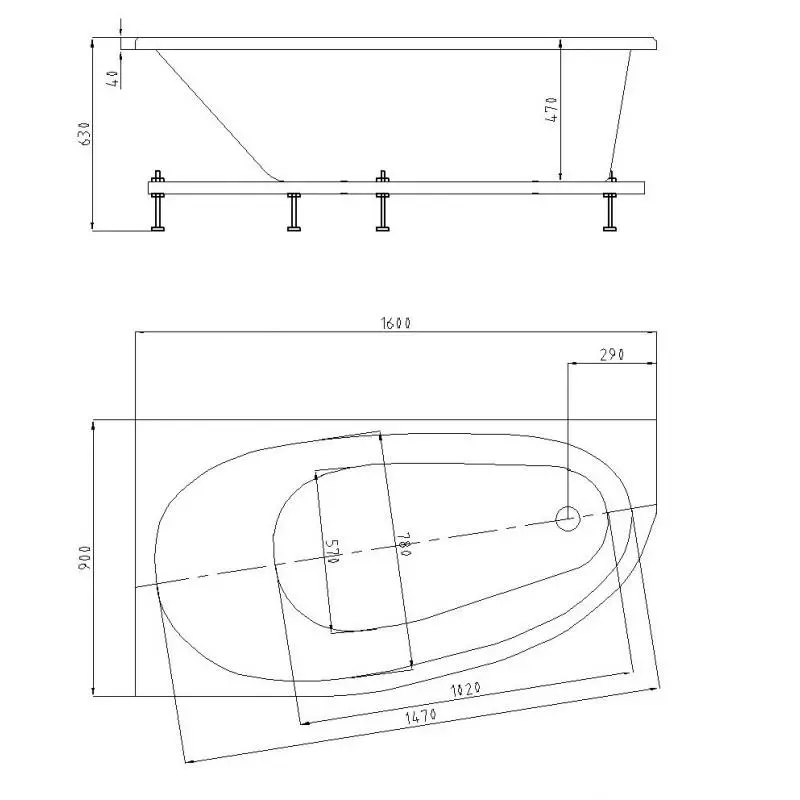 Ванна акриловая Aquatek Дива 160х90 левая Белый DIV160-0000001 Ванна акриловая Aquatek Дива 160х90 левая Белый DIV160-0000001 — изображение 3