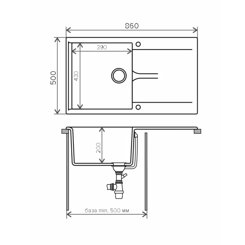 Мойка кухонная Polygran Gals 86 407992 Серый Мойка кухонная Polygran Gals 86 407992 Серый — изображение 3