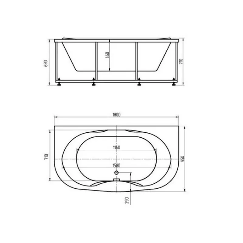 Ванна акриловая Aquatek Мелисса 180х95 (каркас + слив-перелив) Белый MEL180-0000006 Ванна акриловая Aquatek Мелисса 180х95 (каркас + слив-перелив) Белый MEL180-0000006 — изображение 3