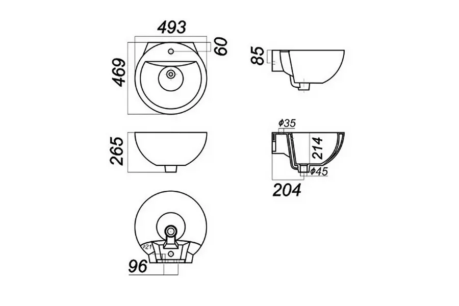 Раковина подвесная Sanita Luxe Art 49 ARTSLWB01 Раковина подвесная Sanita Luxe Art 49 ARTSLWB01 — изображение 3