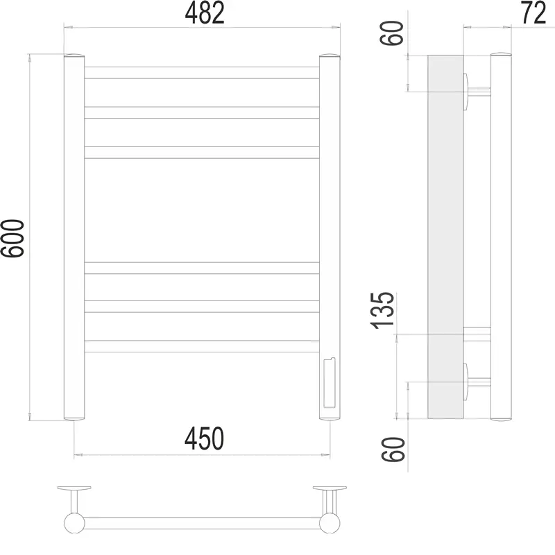 Полотенцесушитель электрический Terminus Аврора 4670078527462 П6 60х48,2 диммер Белый матовый Полотенцесушитель электрический Terminus Аврора 4670078527462 П6 60х48,2 диммер Белый матовый — изображение 3
