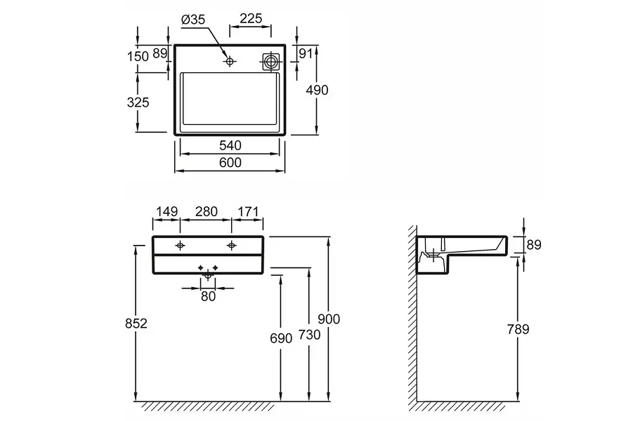 Раковина Jacob Delafon Terrace 60 Раковина Jacob Delafon Terrace 60 — изображение 3
