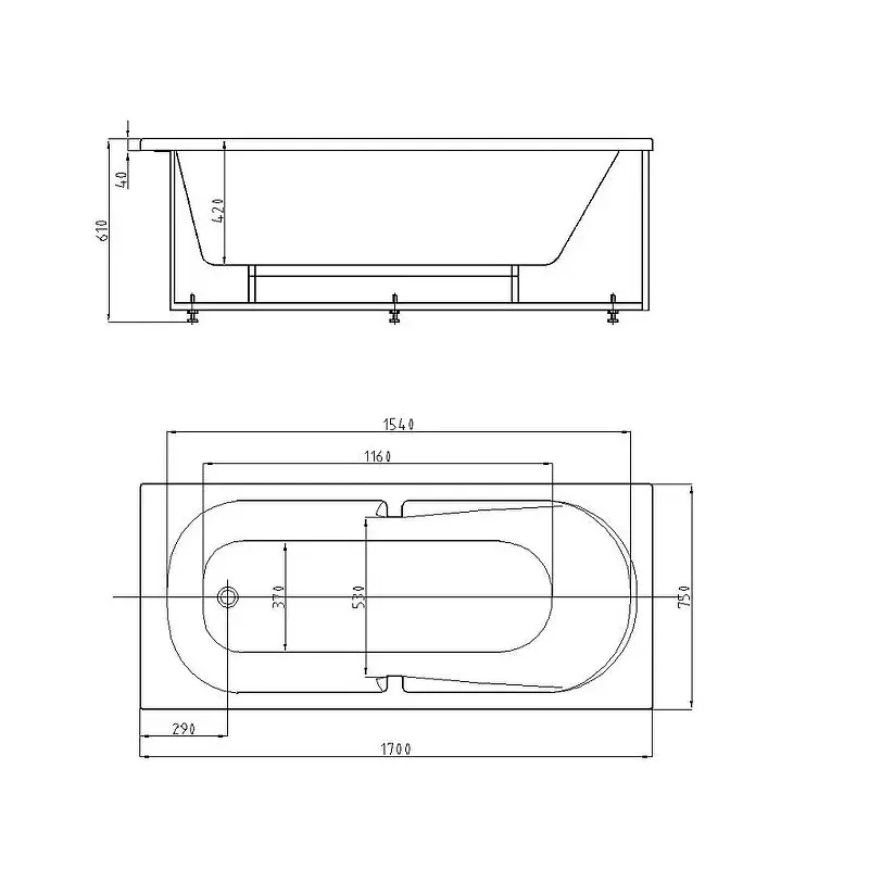 Ванна акриловая Aquatek Лея 170х75 (каркас + слив-перелив) Белый LEY170-0000045 Ванна акриловая Aquatek Лея 170х75 (каркас + слив-перелив) Белый LEY170-0000045 — изображение 3