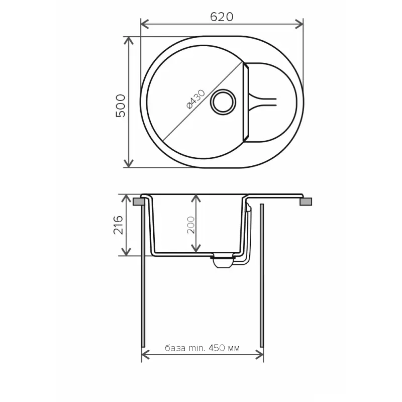 Мойка кухонная Polygran Atol 62 678958 Черный матовый Мойка кухонная Polygran Atol 62 678958 Черный матовый — изображение 3