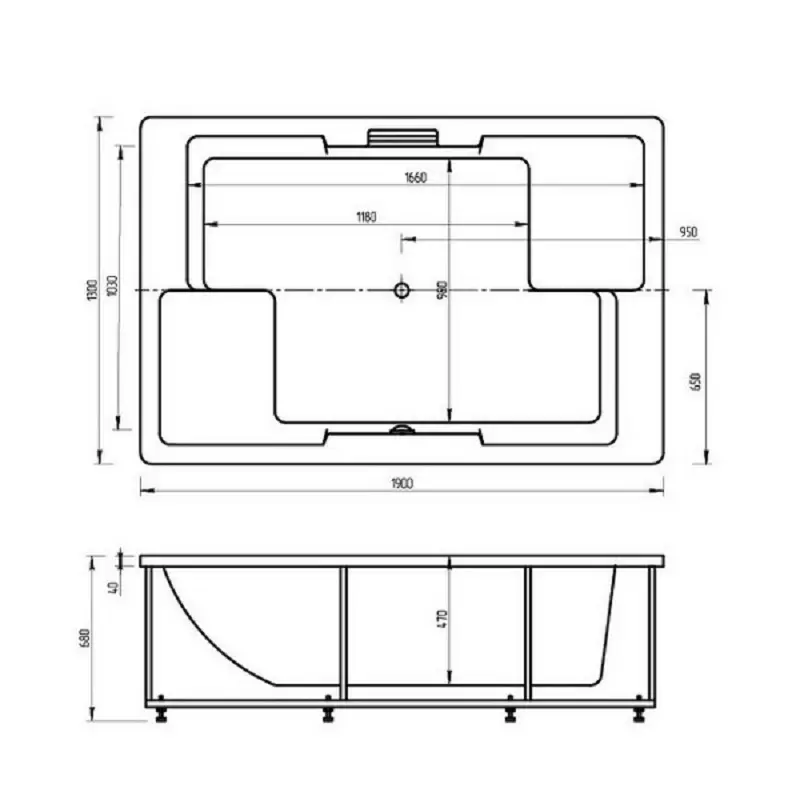 Ванна акриловая Акватек Дорадо 190х130 (каркас + слив-перелив) Белый DOR190-0000006 Ванна акриловая Акватек Дорадо 190х130 (каркас + слив-перелив) Белый DOR190-0000006 — изображение 3