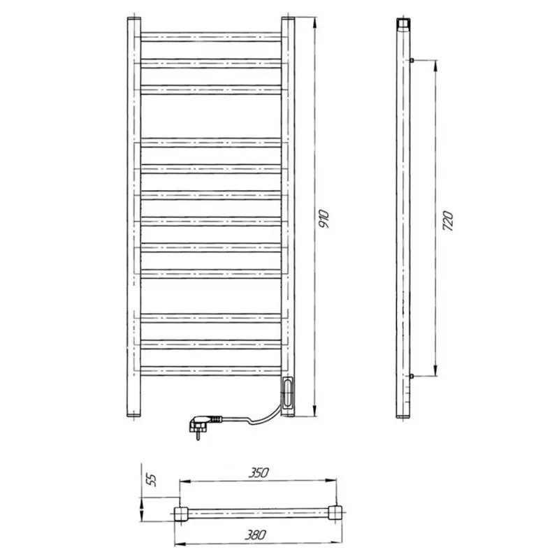 Полотенцесушитель электрический Laris Астор П12 90х35 правый Черный матовый 73207665 Полотенцесушитель электрический Laris Астор П12 90х35 правый Черный матовый 73207665 — изображение 4