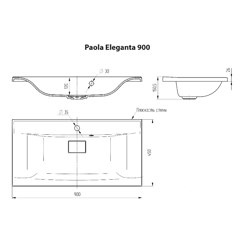 Раковина мебельная Paola Elegante 90 Белый Раковина мебельная Paola Elegante 90 Белый — изображение 4