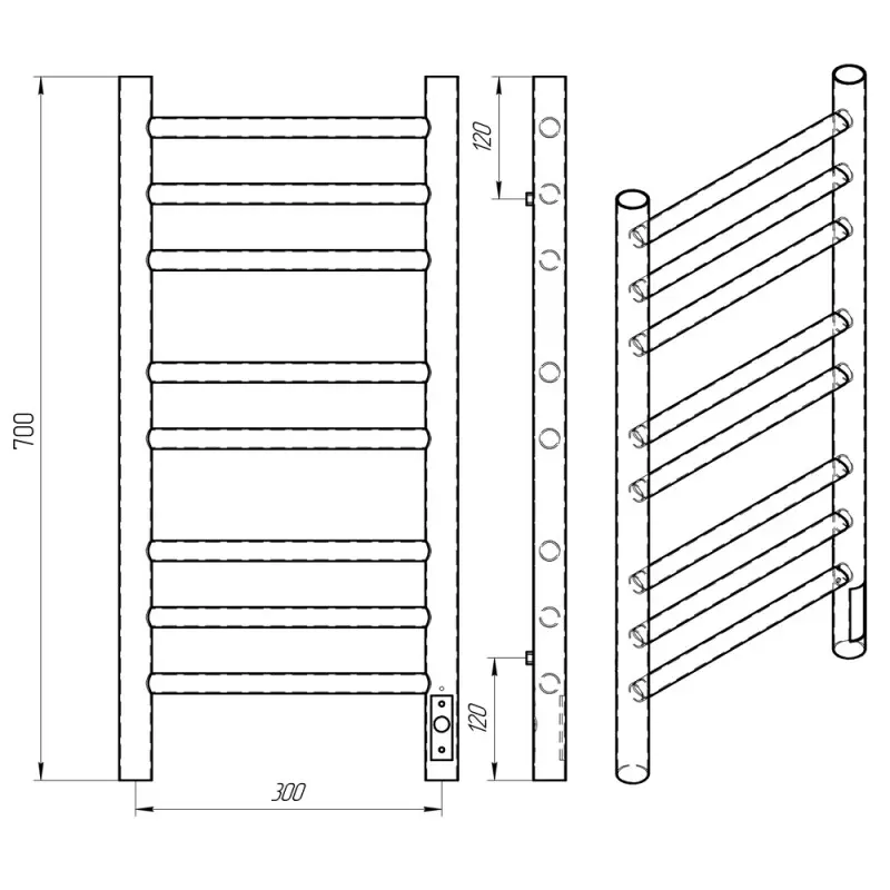 Полотенцесушитель электрический Laris Лаванда П8 70х30 правый Белый матовый 73207621 Полотенцесушитель электрический Laris Лаванда П8 70х30 правый Белый матовый 73207621 — изображение 4