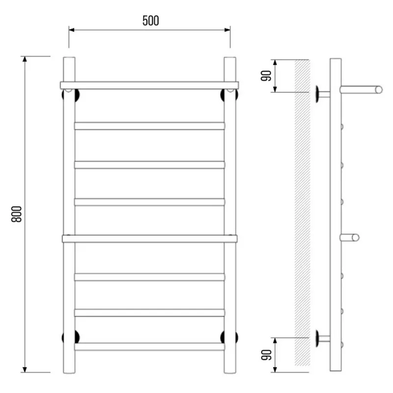 Полотенцесушитель водяной Laris Лавина П9 80х50 Черный матовый 73208027ЧМ Полотенцесушитель водяной Laris Лавина П9 80х50 Черный матовый 73208027ЧМ — изображение 4
