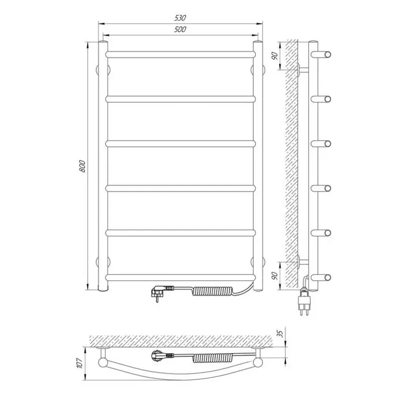 Полотенцесушитель электрический Laris Классик П6 80х50 правый Хром глянцевый 73207392 Полотенцесушитель электрический Laris Классик П6 80х50 правый Хром глянцевый 73207392 — изображение 4