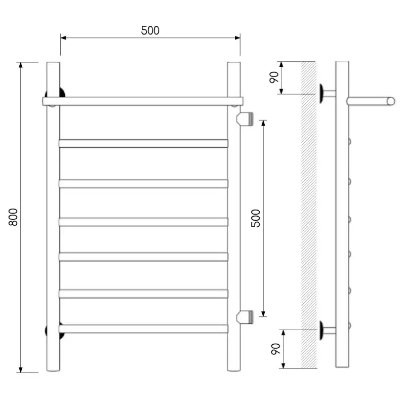 Полотенцесушитель водяной Laris Классик П7 80х50 правый Черный матовый 73208026ЧМ Полотенцесушитель водяной Laris Классик П7 80х50 правый Черный матовый 73208026ЧМ — изображение 4