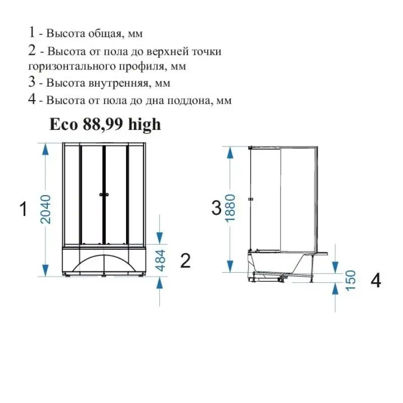 Душевая кабина Domani-Spa Eko Delight Slim high без электрики 90х90 Белый, Поддон высокий Душевая кабина Domani-Spa Eko Delight Slim high без электрики 90х90 Белый, Поддон высокий — изображение 4