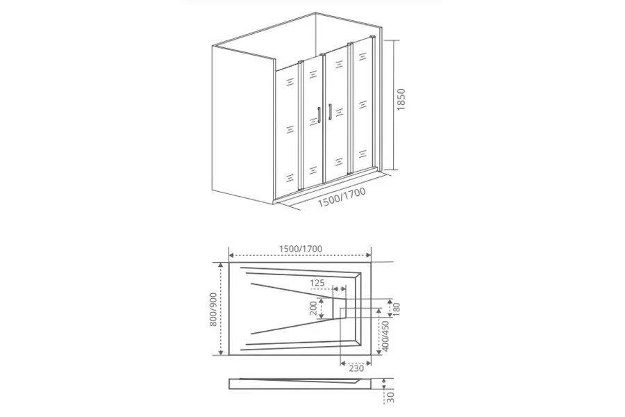 Душевая дверь Bas Infinity 170х185 Хром / Грейп Душевая дверь Bas Infinity 170х185 Хром / Грейп — изображение 4