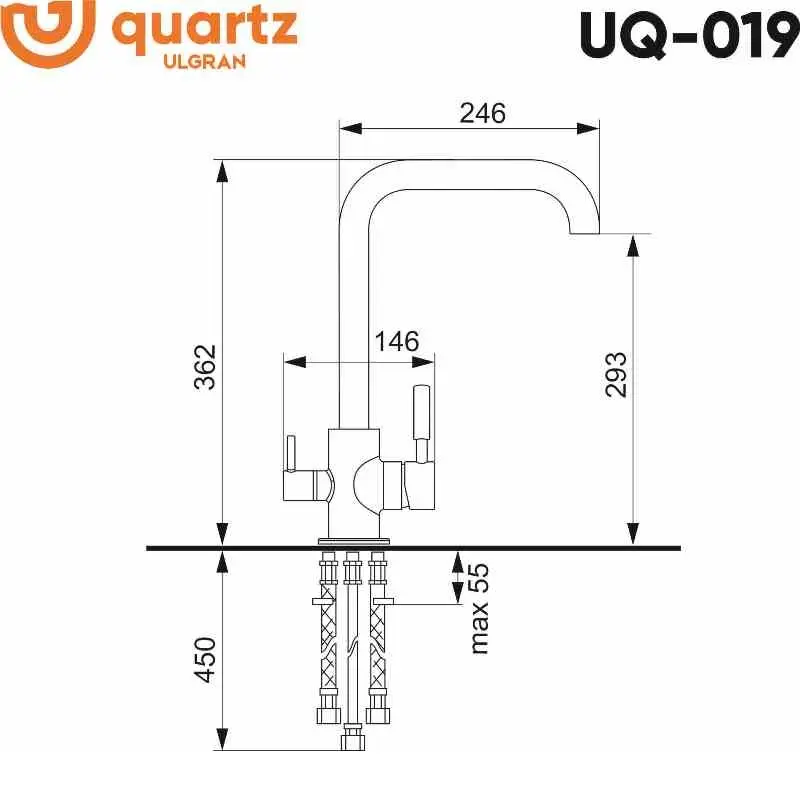 Смеситель для кухни Ulgran Quartz с подключением к фильтру UQ-019-03 Десерт Смеситель для кухни Ulgran Quartz с подключением к фильтру UQ-019-03 Десерт — изображение 2