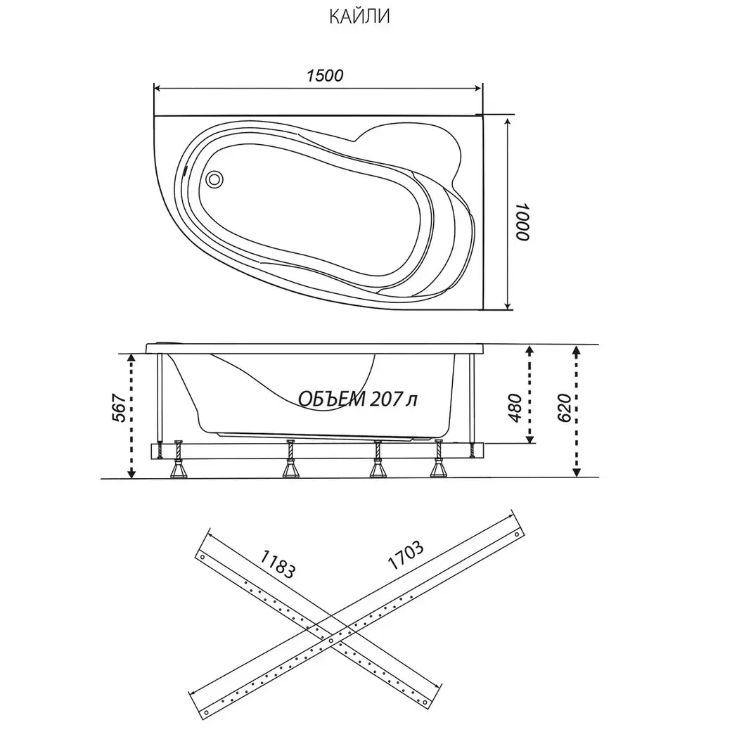 Ванна акриловая Triton Кайли 150х100 левая Ванна акриловая Triton Кайли 150х100 левая — изображение 4