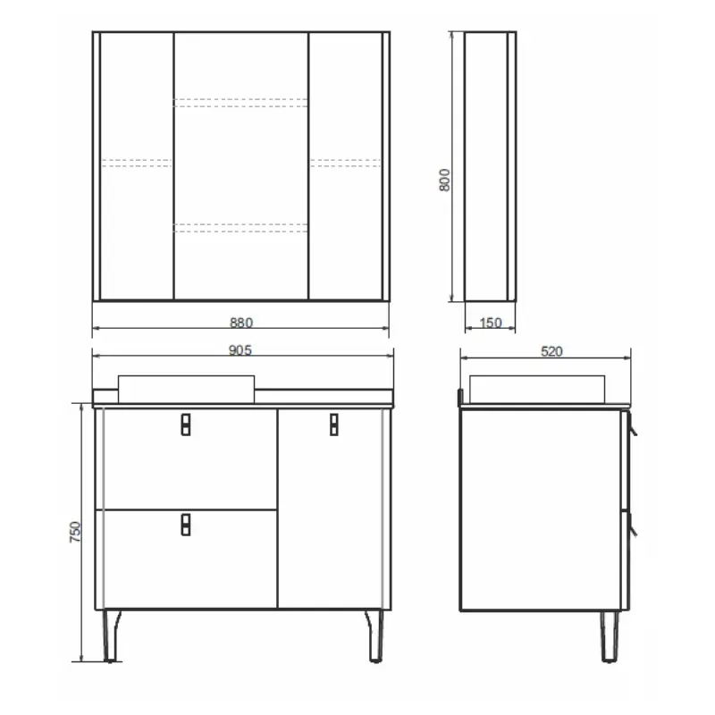 Тумба напольная Comforty Сорренто 90,5 + раковина Светло серый 00-00000821 Тумба напольная Comforty Сорренто 90,5 + раковина Светло серый 00-00000821 — изображение 4