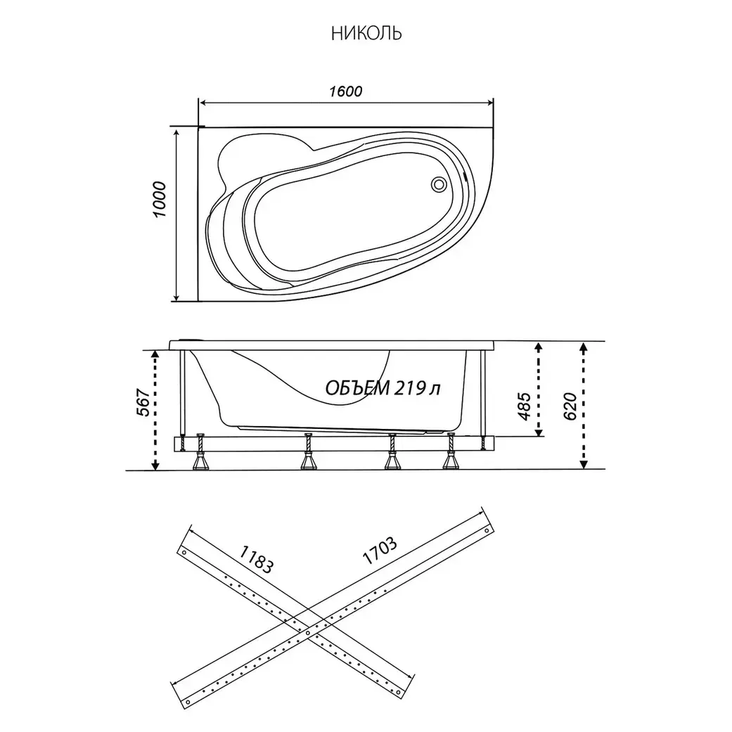 Ванна акриловая Triton Николь 160х100 правая Ванна акриловая Triton Николь 160х100 правая — изображение 4