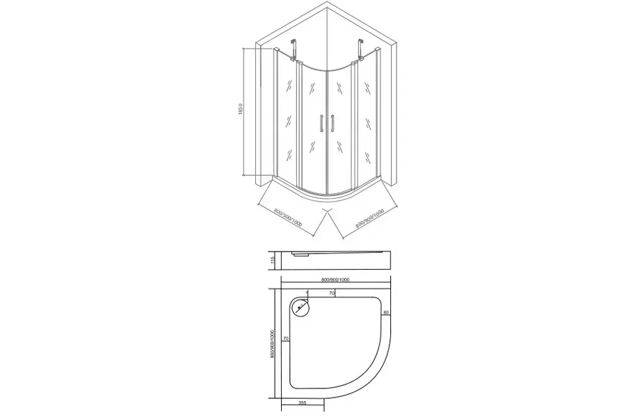 Душевой уголок Bas Pandora 100х185 Хром / Прозрачное Душевой уголок Bas Pandora 100х185 Хром / Прозрачное — изображение 3