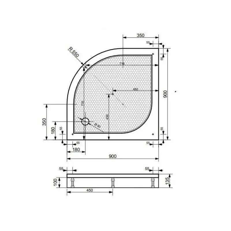 Душевой поддон Эстет Омега 90х90 Белый ФР-00000764 Душевой поддон Эстет Омега 90х90 Белый ФР-00000764 — изображение 4