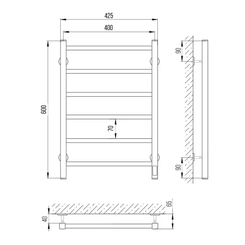 Полотенцесушитель электрический Laris Феличия П6 60х40 правый Белый матовый 73207588 Полотенцесушитель электрический Laris Феличия П6 60х40 правый Белый матовый 73207588 — изображение 4