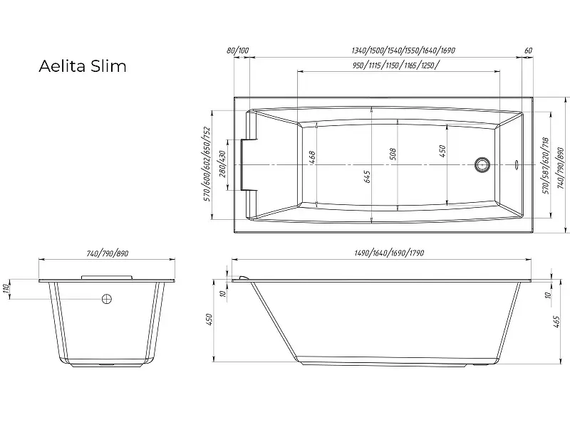 Ванна акриловая 1MarKa Aelita Slim 170х75 Белый 01ае1775слим Ванна акриловая 1MarKa Aelita Slim 170х75 Белый 01ае1775слим — изображение 4