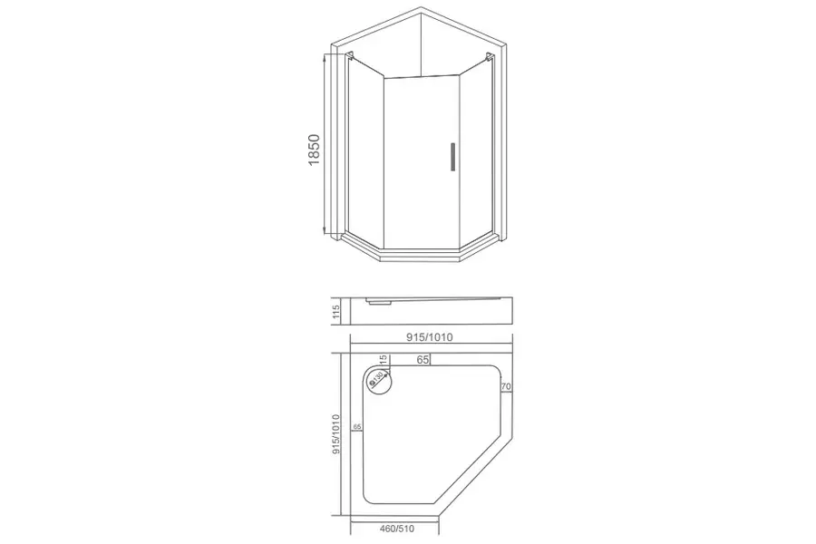 Душевой уголок Bas Pandora 100х185 Хром / Прозрачное Душевой уголок Bas Pandora 100х185 Хром / Прозрачное — изображение 4