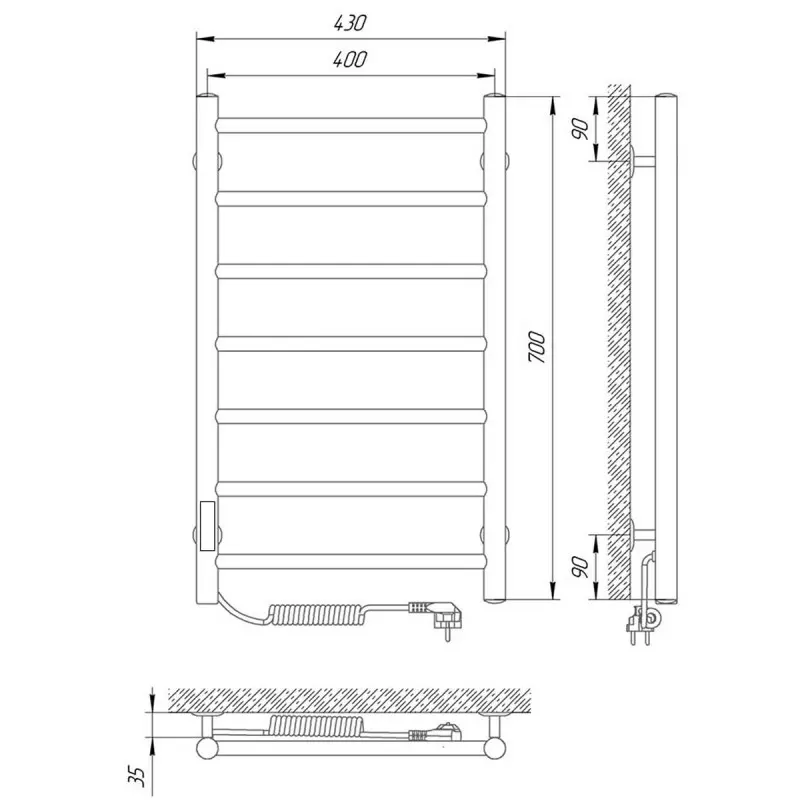Полотенцесушитель электрический Laris Джаз П7 70х40 левый Хром глянцевый 73207471 Полотенцесушитель электрический Laris Джаз П7 70х40 левый Хром глянцевый 73207471 — изображение 4