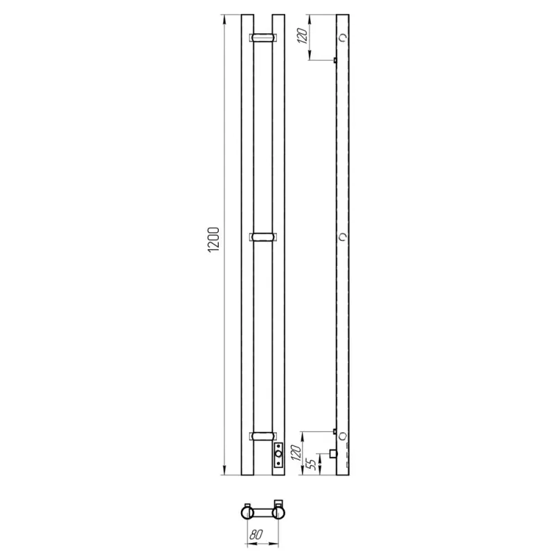 Полотенцесушитель электрический Laris Прайм Дуэт П2 120х80 правый Черный матовый 73207635 Полотенцесушитель электрический Laris Прайм Дуэт П2 120х80 правый Черный матовый 73207635 — изображение 4