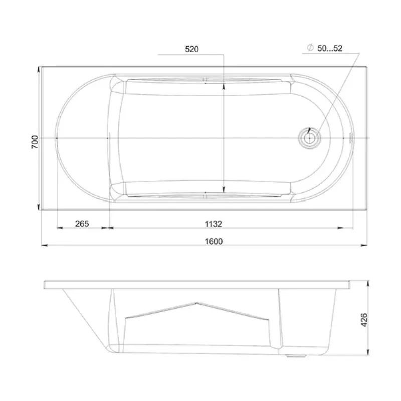 Ванна акриловая Viant Венеция 160х70 Белый VVAVE16070 Ванна акриловая Viant Венеция 160х70 Белый VVAVE16070 — изображение 3