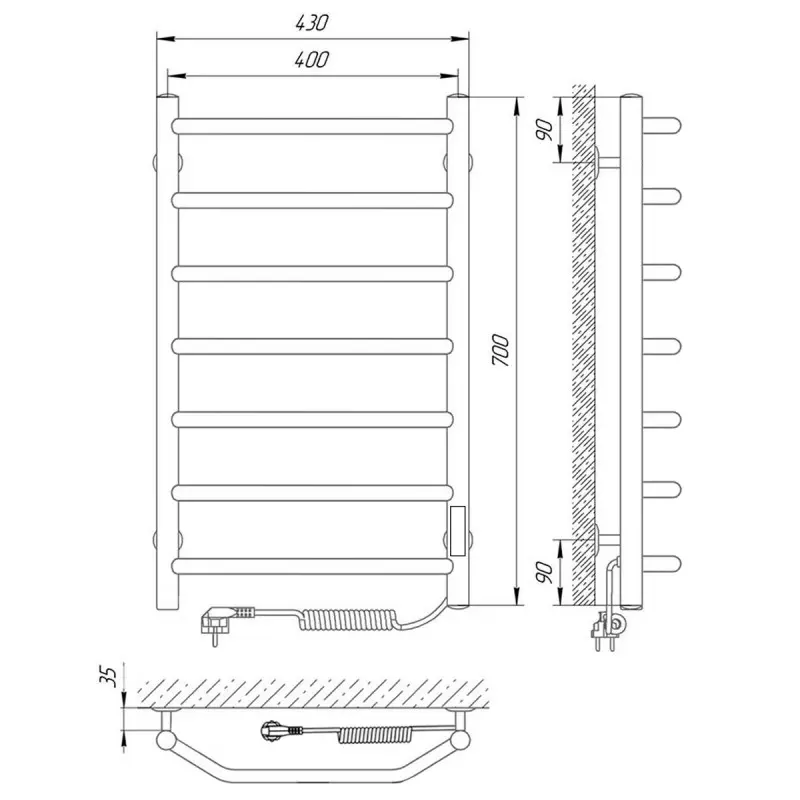 Полотенцесушитель электрический Laris Виктория П7 70х40 правый Хром глянцевый 73207639 Полотенцесушитель электрический Laris Виктория П7 70х40 правый Хром глянцевый 73207639 — изображение 4