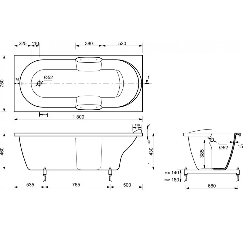 Ванна из литьевого мрамора Эстет Камелия 180х75 Белый ФР-00001032 Ванна из литьевого мрамора Эстет Камелия 180х75 Белый ФР-00001032 — изображение 4