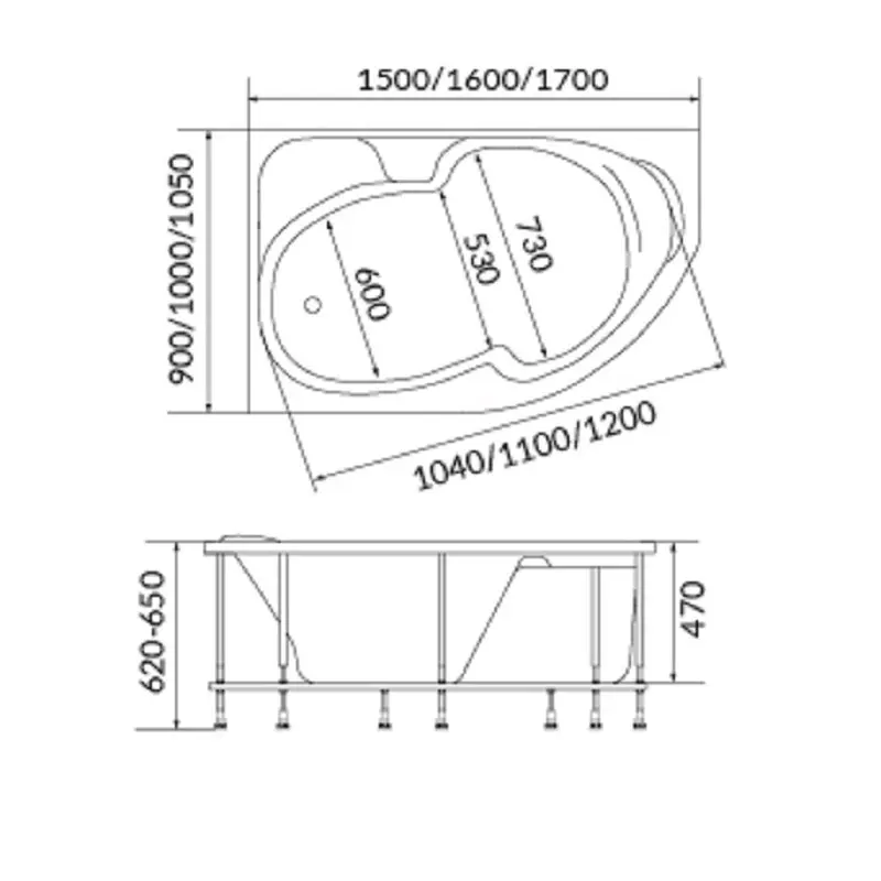 Ванна акриловая 1MarKa Diana 170х90 левая Белый 01ди1790л Ванна акриловая 1MarKa Diana 170х90 левая Белый 01ди1790л — изображение 4