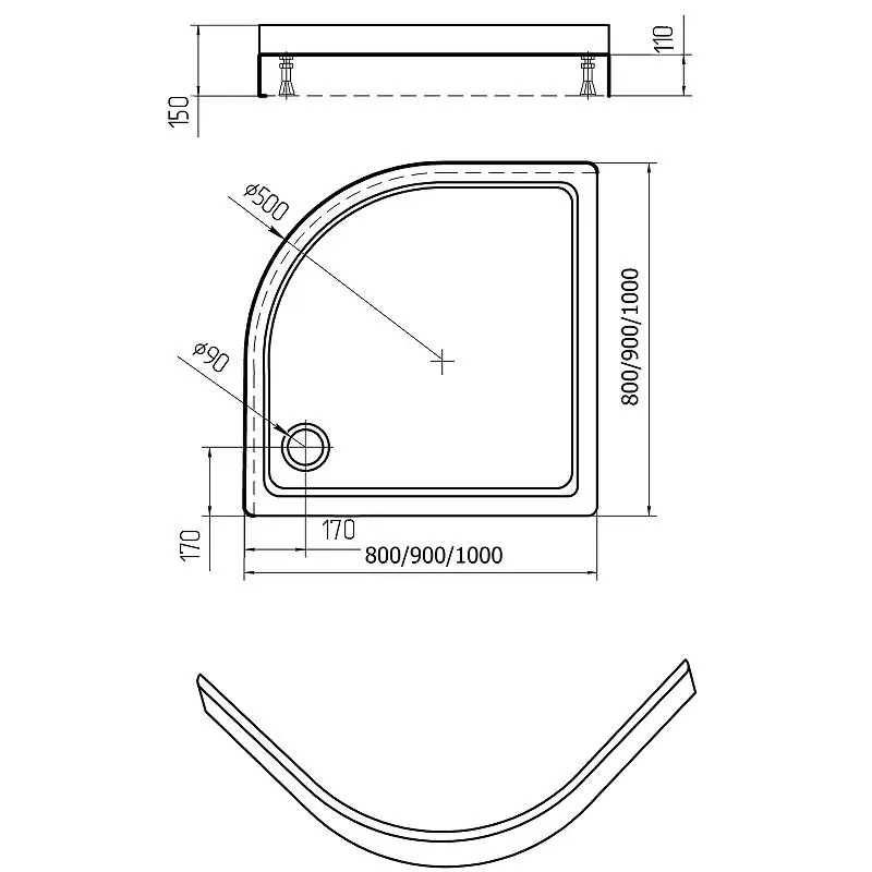 Поддон акриловый Aquatek DPA 100х100 с ножками и панелью Белый DPA-0000002 Поддон акриловый Aquatek DPA 100х100 с ножками и панелью Белый DPA-0000002 — изображение 4
