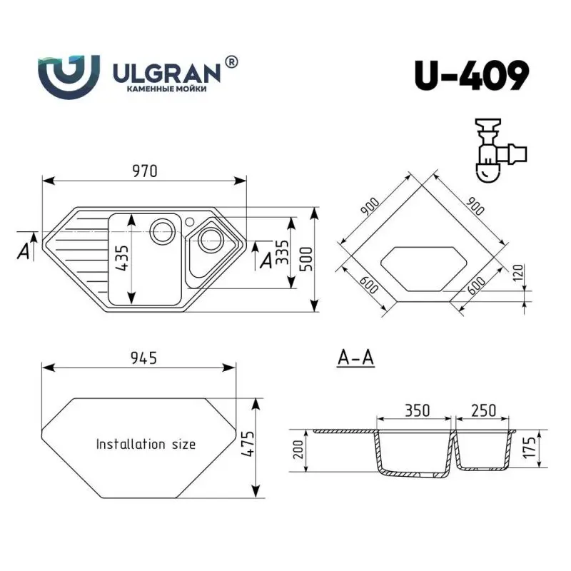 Мойка кухонная Ulgran Classic 97 U-409-302 Песочный Мойка кухонная Ulgran Classic 97 U-409-302 Песочный — изображение 4