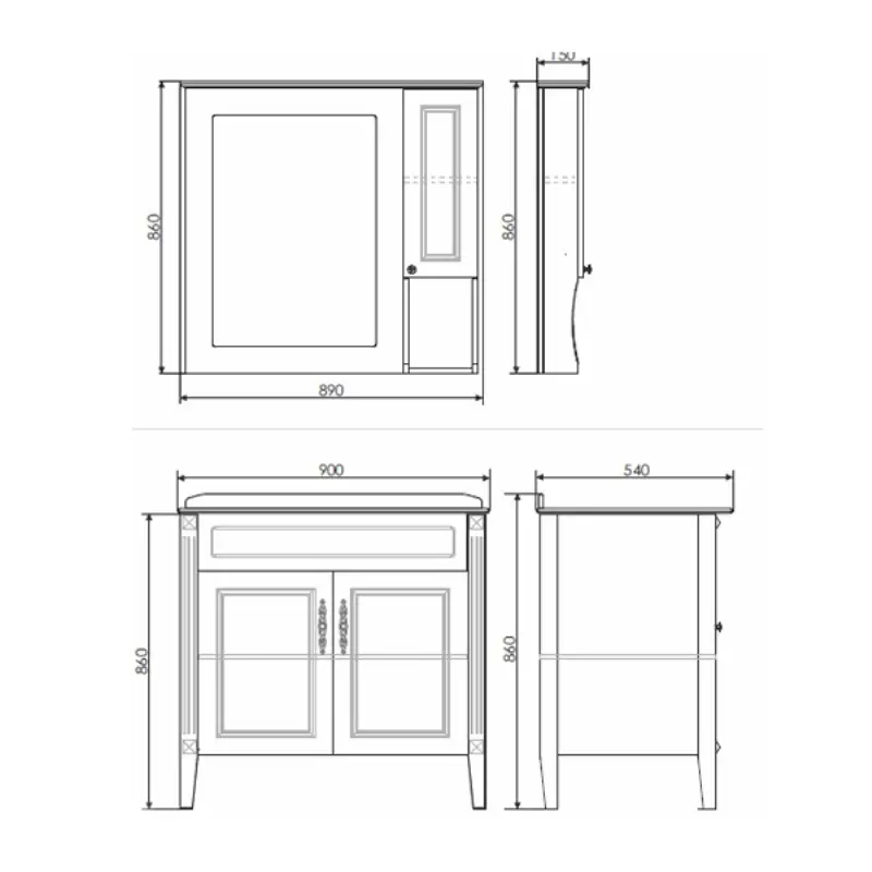 Шкаф зеркальный Comforty Палермо 89 Слоновая кость 00004137098CF Шкаф зеркальный Comforty Палермо 89 Слоновая кость 00004137098CF — изображение 4