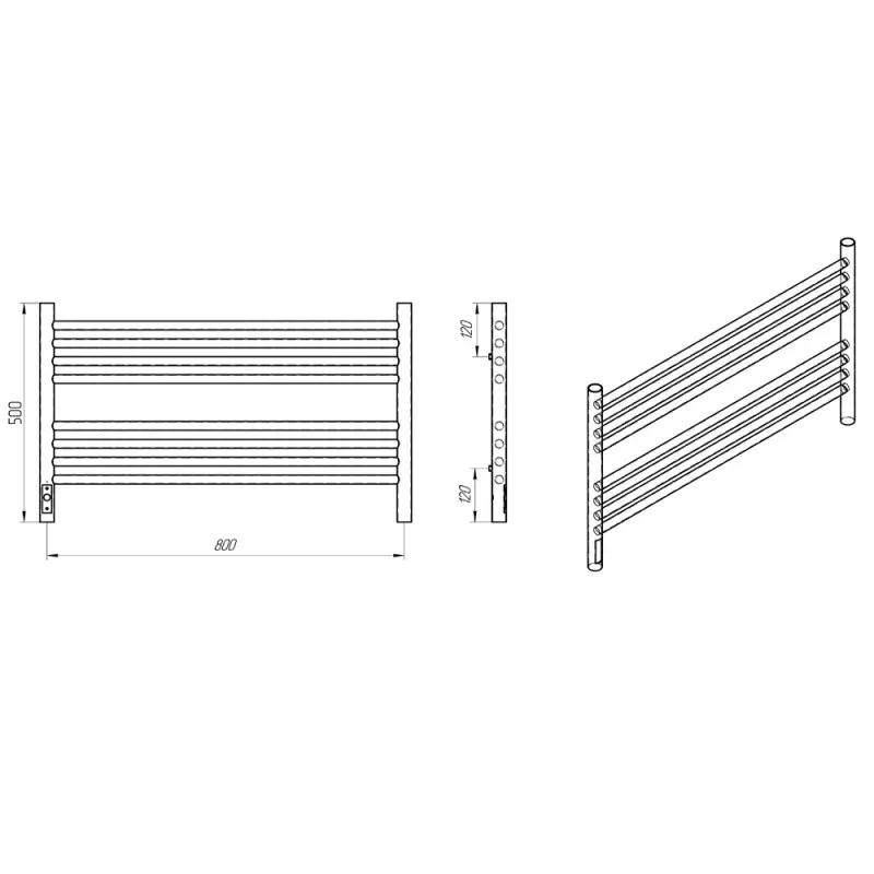 Полотенцесушитель электрический Laris Оливия П8 50х80 левый Черный матовый 73207628 Полотенцесушитель электрический Laris Оливия П8 50х80 левый Черный матовый 73207628 — изображение 4