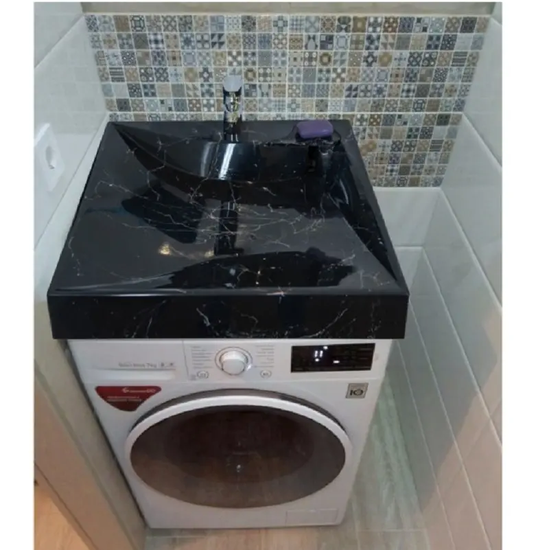 Раковина на стиральную машину Azario Gratsiy 59,7х59,8 Черный мрамор CS00079879 Раковина на стиральную машину Azario Gratsiy 59,7х59,8 Черный мрамор CS00079879 — изображение 4