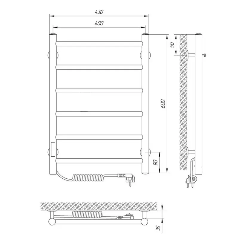 Полотенцесушитель электрический Laris Джаз П6 60х40 левый Хром глянцевый 73207469 Полотенцесушитель электрический Laris Джаз П6 60х40 левый Хром глянцевый 73207469 — изображение 4