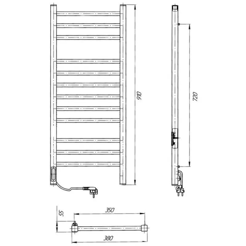 Полотенцесушитель электрический Laris Астор П12 90х35 левый Белый матовый 73207669 Полотенцесушитель электрический Laris Астор П12 90х35 левый Белый матовый 73207669 — изображение 4