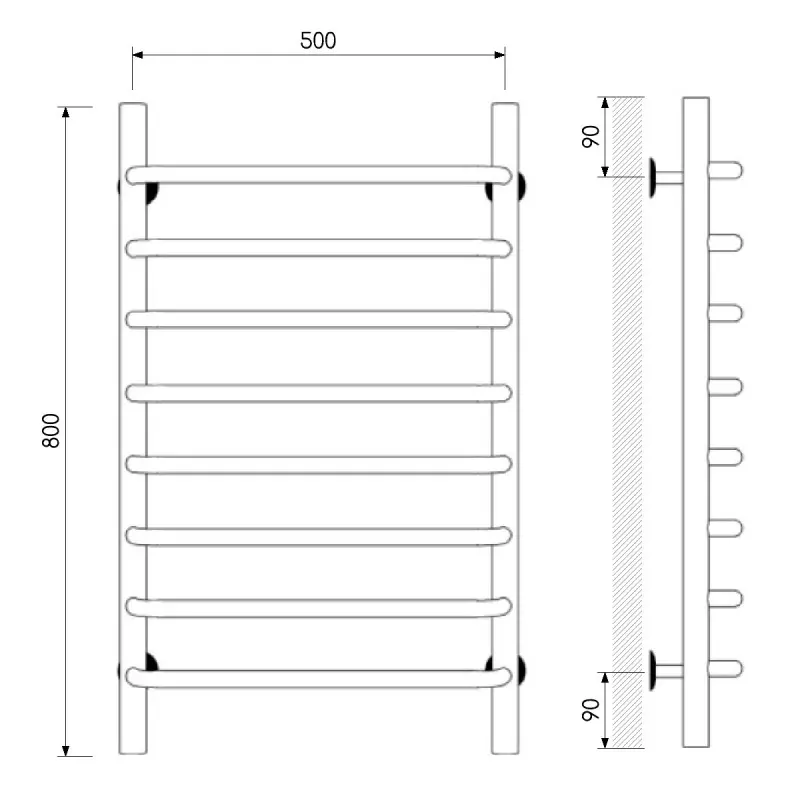 Полотенцесушитель водяной Laris Стандарт П8 80х50 Белый матовый 73208015БМ Полотенцесушитель водяной Laris Стандарт П8 80х50 Белый матовый 73208015БМ — изображение 4